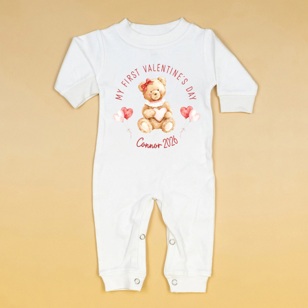 Personalized Baby First Valentine Romper and Hat Set | ValGift05