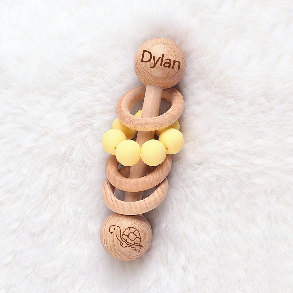 Personalized Baby Sensory Wooden Rattle Toys | CWToy171