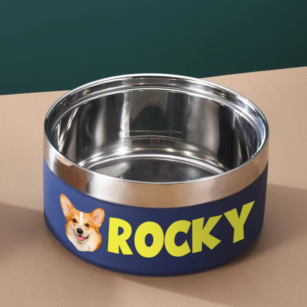 Personalized Stainless Steel Funny Pet Face with Name Food Bowl | BKPet306