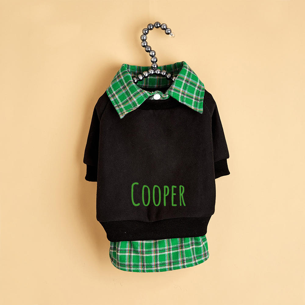 Personalized Pet Grid Collar Fleece Sweatshirt | BKPet244