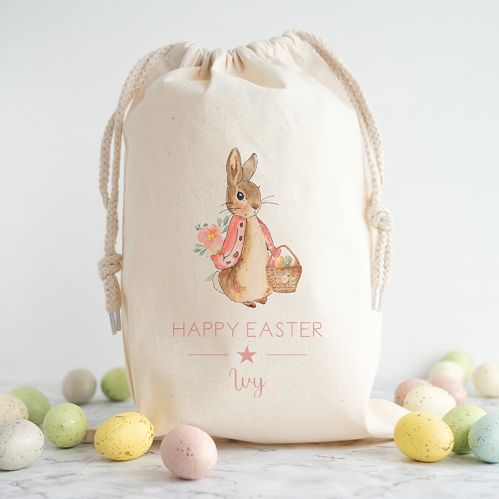 Personalized Name Bunny Easter Gift Sack | CWEaster26