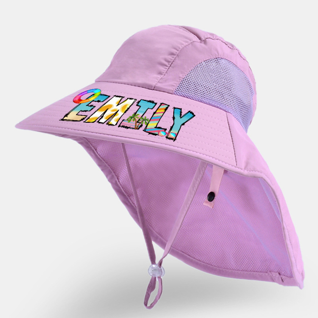 Personalized Kid 2-in-1 Neck Shield Summer Beach Bucket Hat | CWBeach212