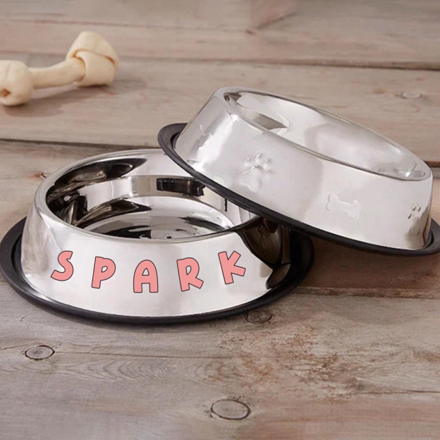 Personalized Pet Stainless Steel Anti-slip Food Bowl | BKPet367