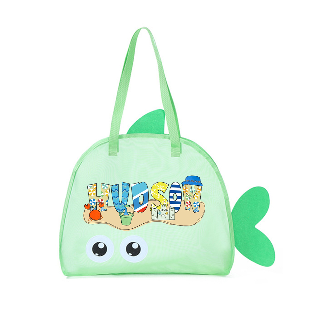 Personalized Adorable Fish Mesh Summer Beach Bag | CWBeach214