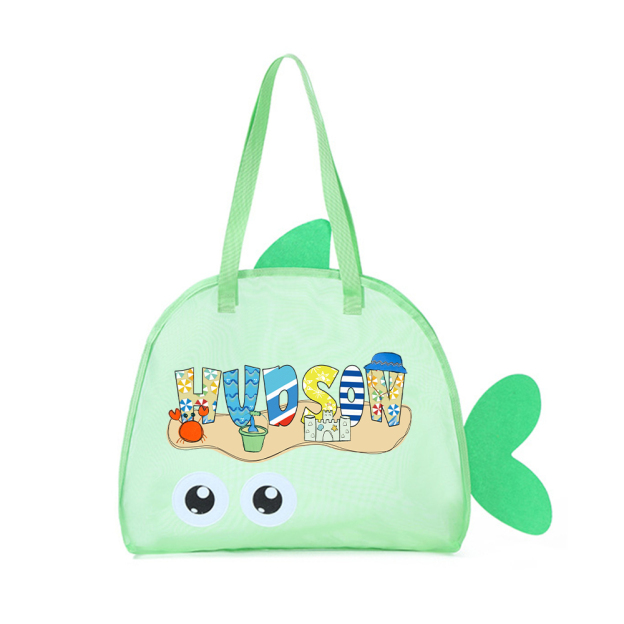 Personalized Adorable Fish Mesh Summer Beach Bag | CWBeach214