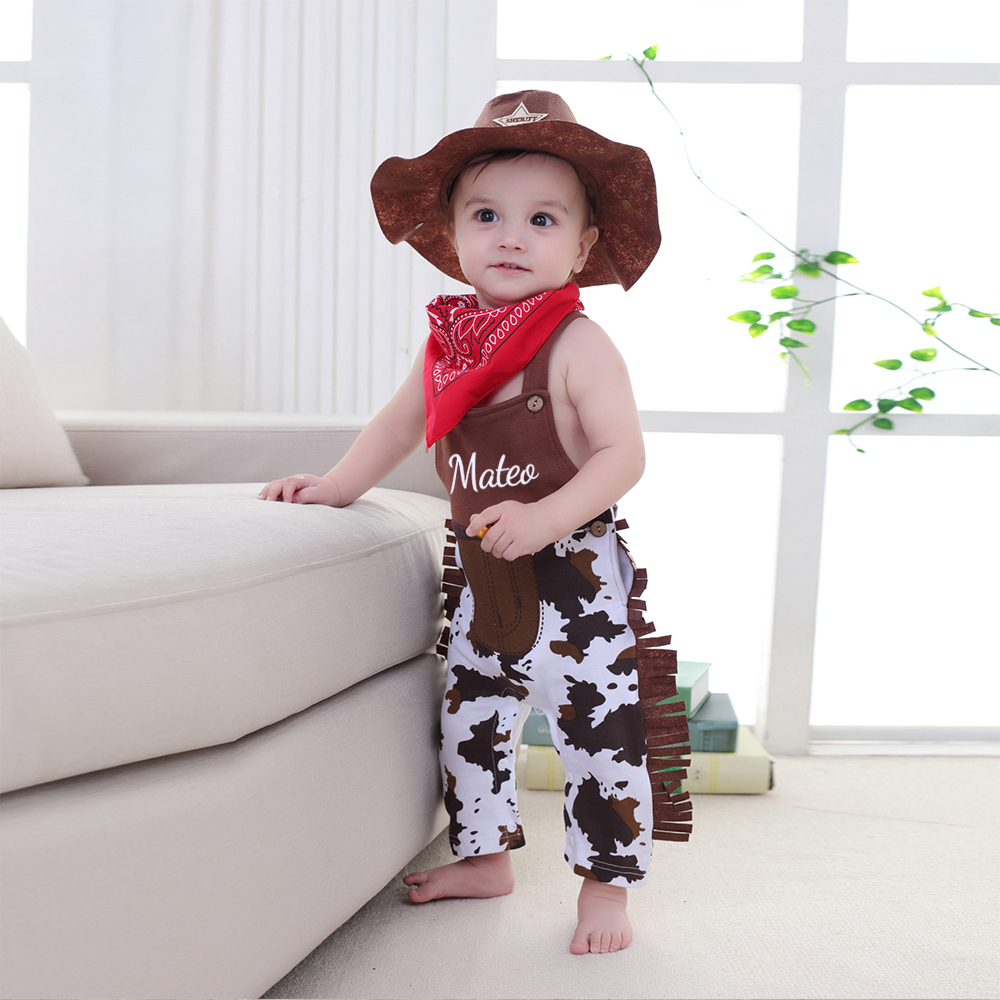 Personalized Toddler Cowboy Brown Western Rodeo Outfit Set | CWBaby400