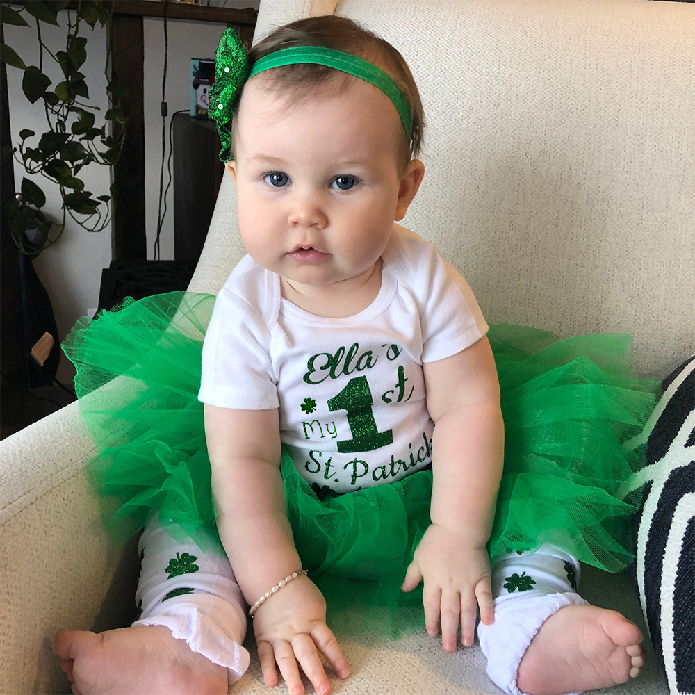 Personalized Baby Girl First St. Patrick's Day Outfit Set | CWBaby402