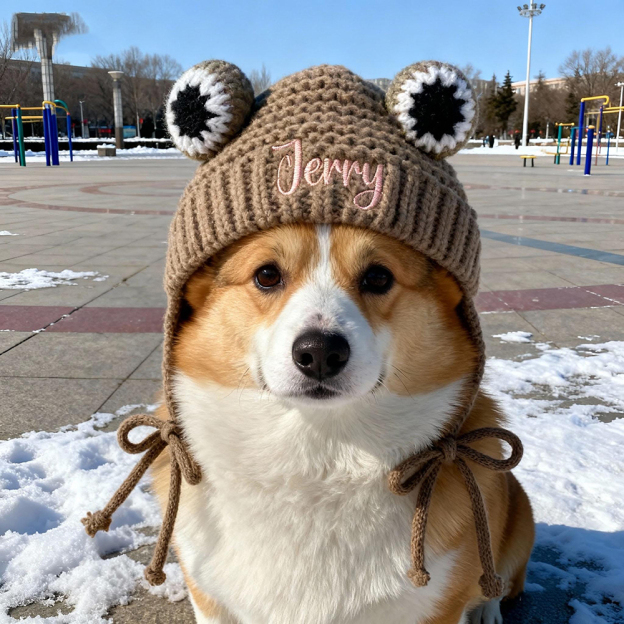 Personalized Embroidered Pet Winter Crochet Frog Beanie | BKPet387