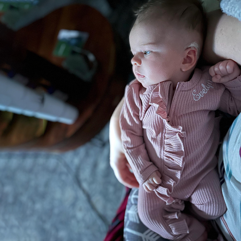 Personalized Newborn Embroidery Waffle Ruffled Romper With Bow | CWBaby426