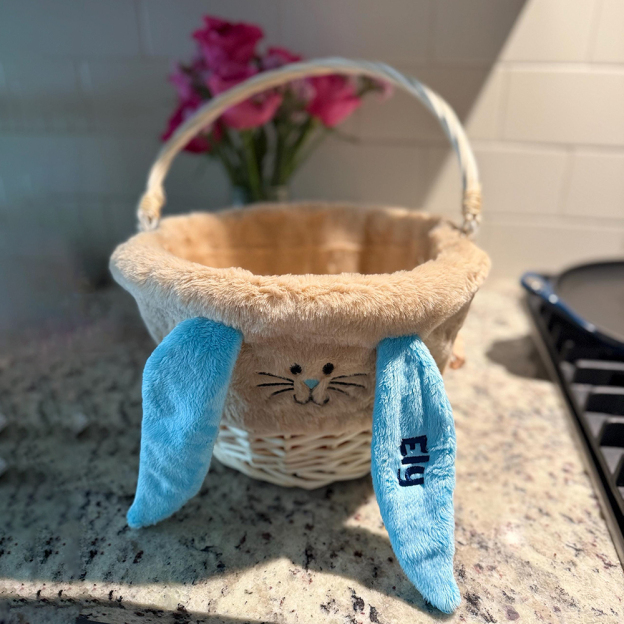 Personalized Embroidered Easter Bunny Basket Liner (Not Include Basket) | CWEaster86