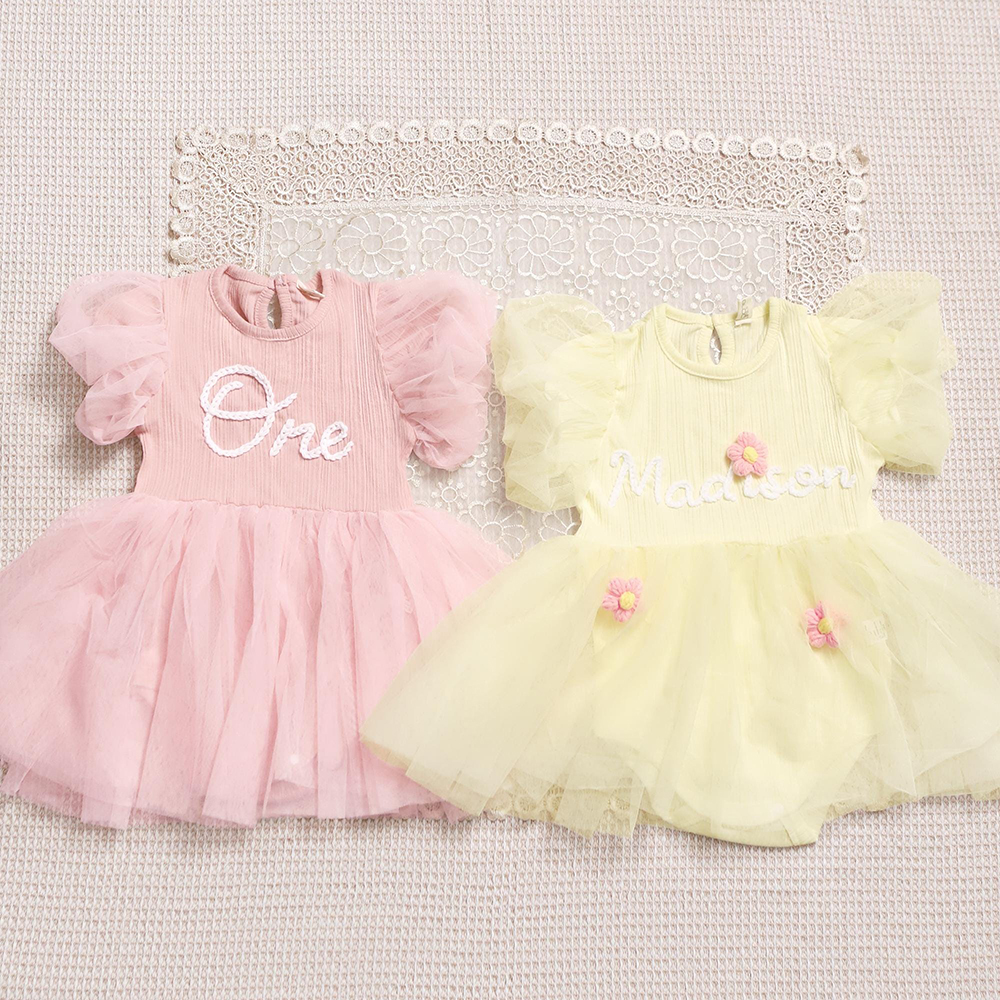 Personalized Hand Embroidered Baby Girl Tutu Dress | CWBaby428