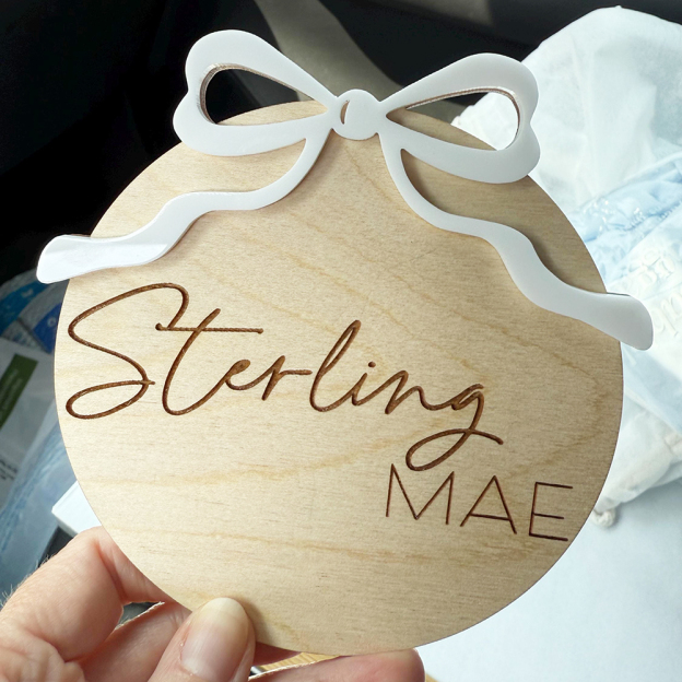 Personalized Wooden Baby Girl Birth Announcement Plate | CWBaby431