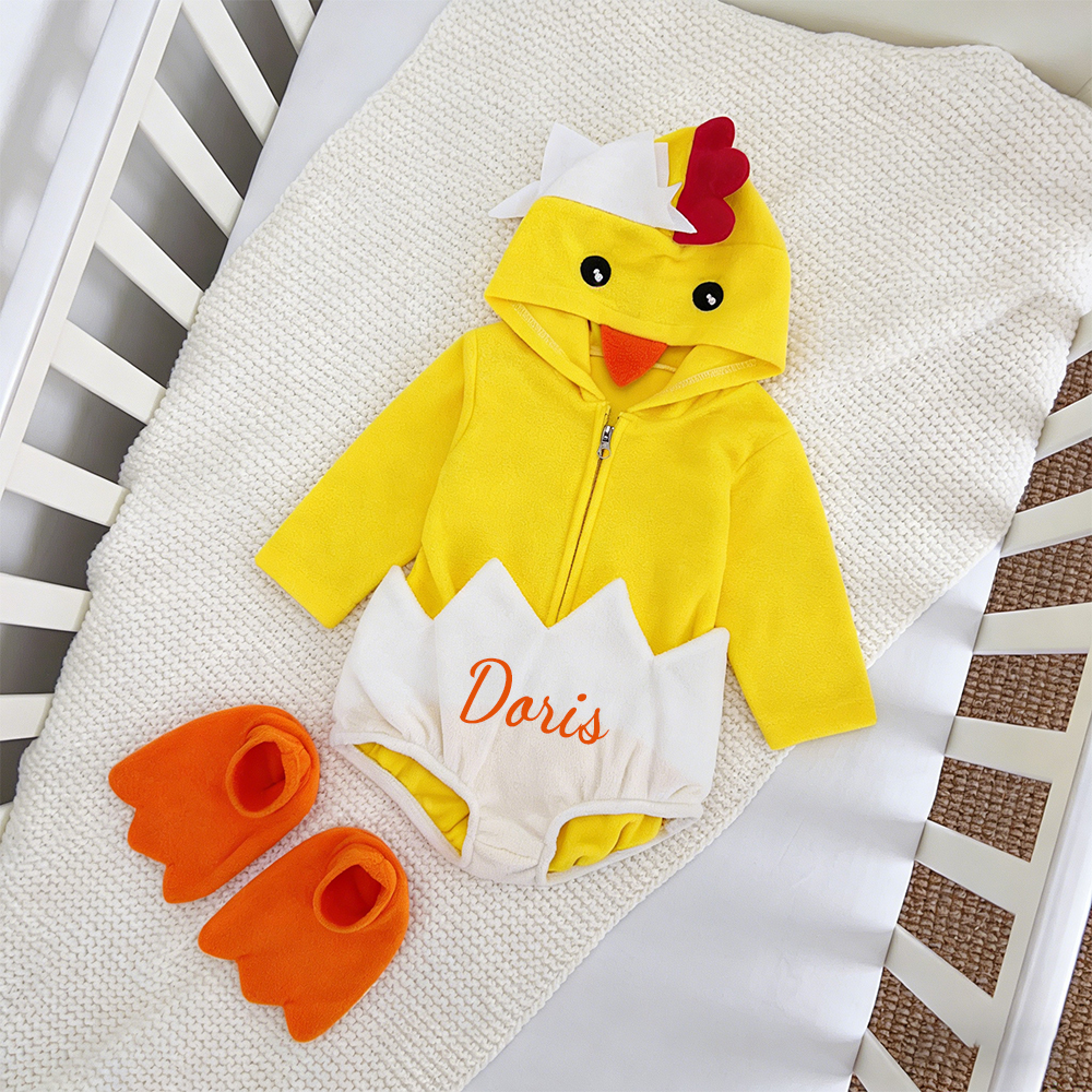 Personalized Easter Chicks Hatching Egg Romper with Shose | CWBaby433