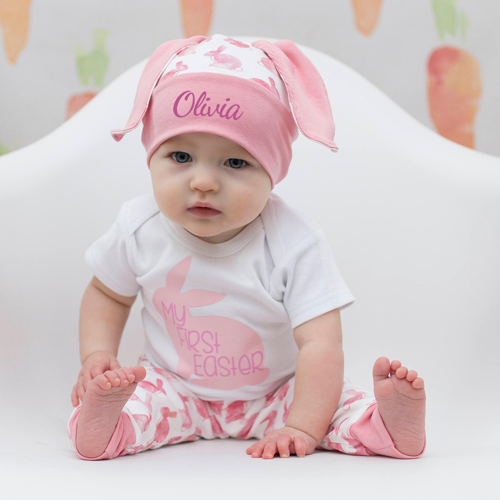 Personalized Baby Girl My First Easter Bunny Outfit | CWBaby439