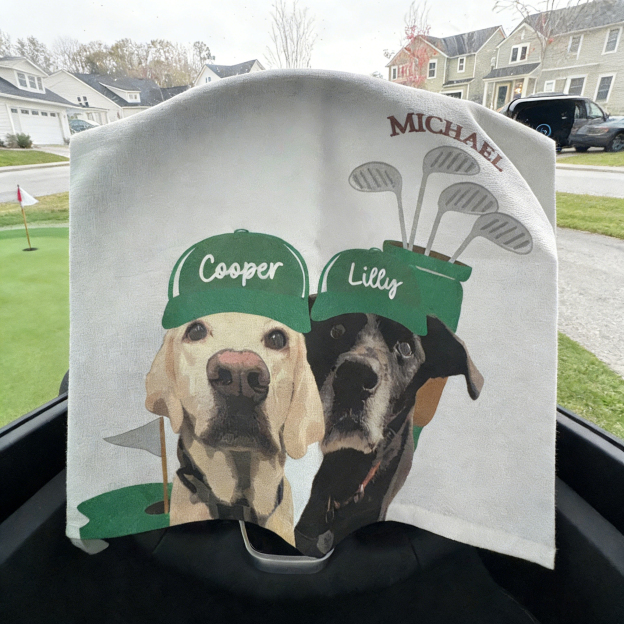 Personalized Pet Portrait Golf Towel For Golf Lover | CWGift36