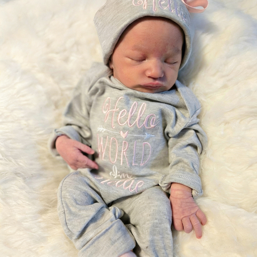 Personalized Embroidery Baby Girl Coming Home Romper and Hat Set | CWBaby425