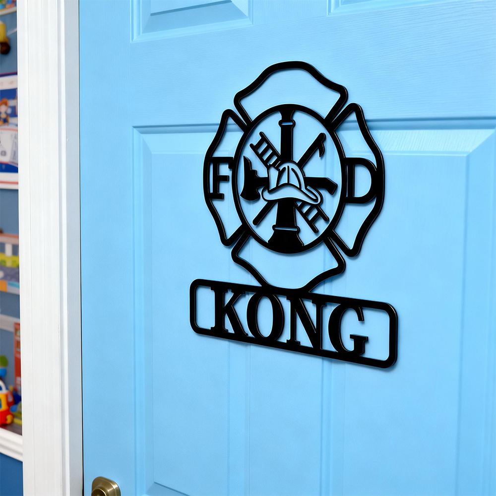 Personalized Firefighters Maltese Cross Door Sign | CWBaby448