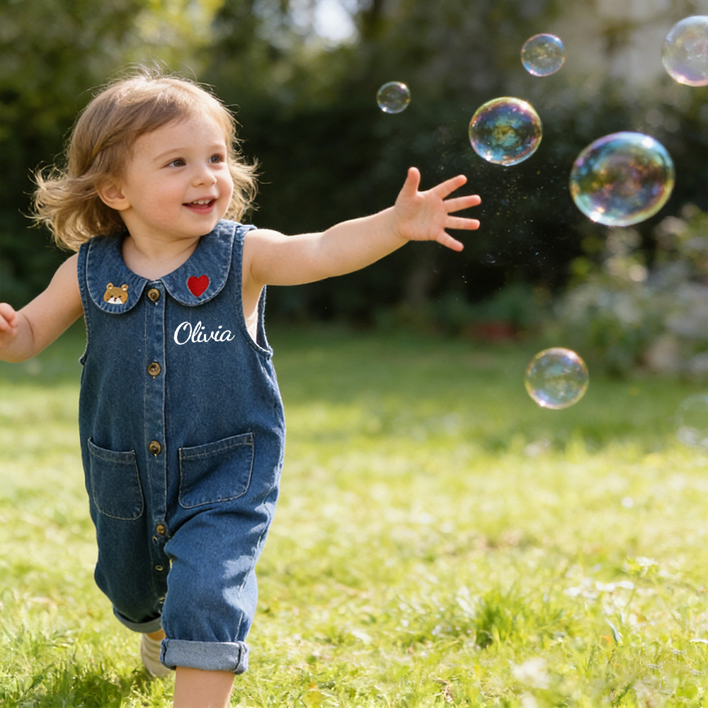 Personalized Baby Lovely Cozy Denim Overalls | CWBaby455