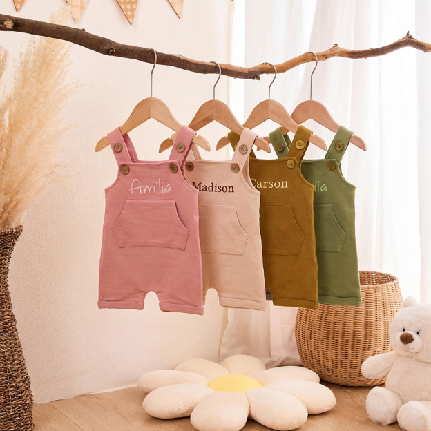 Personalized Embroidery Baby Suspenders Jumpsuit | CWBaby460