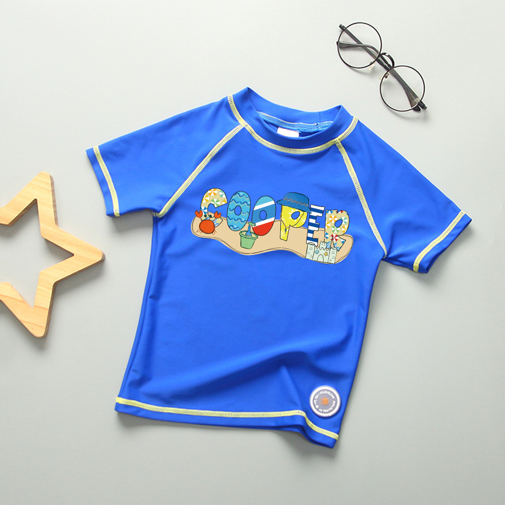 Personalized Kid Summer Beach Swim Suit Shirt | CWBeach232