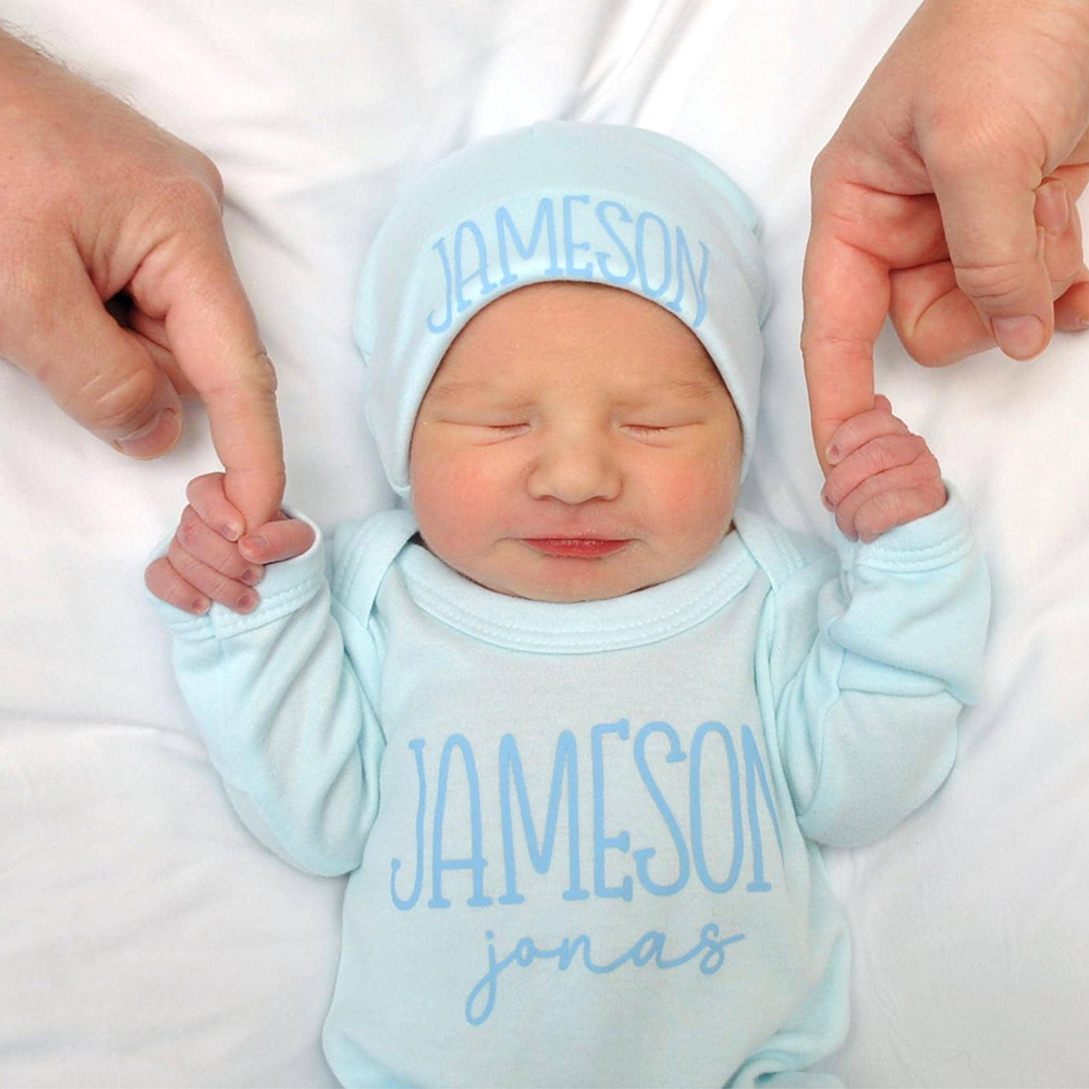 Personalized Baby Coming Home Romper and Hat Set | CWBaby473
