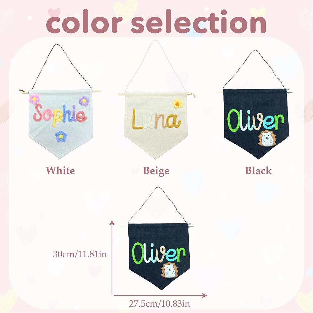 Personalized Hand Embroidery Baby Welcome Pennant Flag | CWBaby480