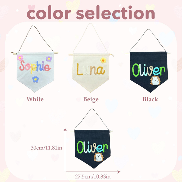 Personalized Hand Embroidery Baby Welcome Pennant Flag | CWBaby480