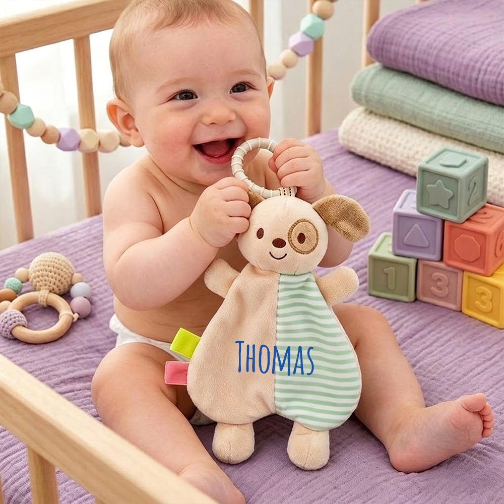Personalized Baby Animal Bed Hanging Stripe Cuddle Toy | CWToy187