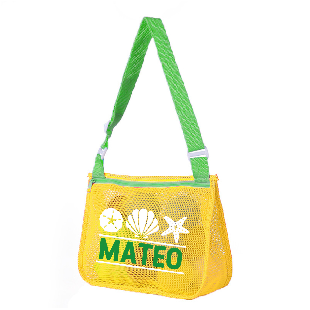 Personalized Seashell Zipper Mesh Beach Bag | CWBeach0102