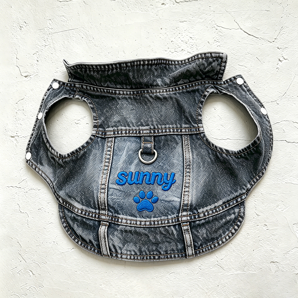 Personalized Embroidered Pet Denim Jacket | BKPet464