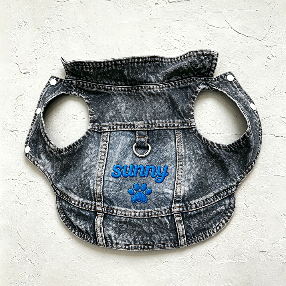 Personalized Embroidered Pet Denim Jacket | BKPet464