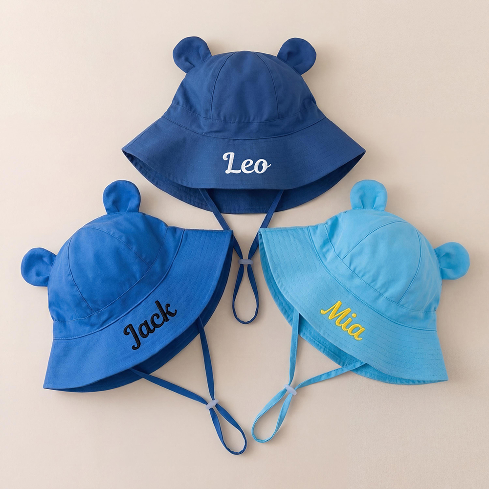 Personalized Embroidery Baby Sun Hat with Bear Ears | CWBeach236