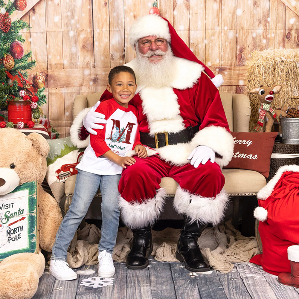 Personalized Kid Initial Cozy Christmas Santa Sweatshirt | inSweatshirt71