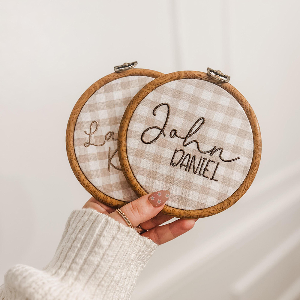 Personalized Hand Embroidery Baby Name Announcement Sign | CWBaby500