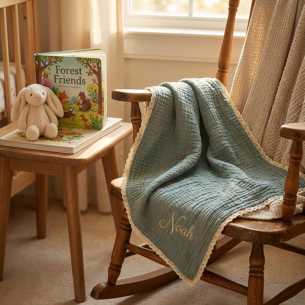 Personalized Embroidered Name Baby Swaddle Blanket for Unique Gift | CWBaby78