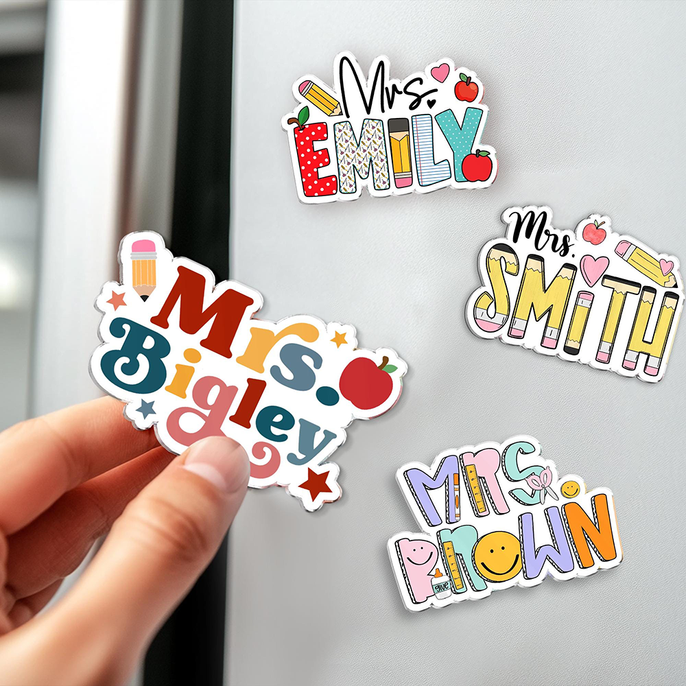 Personalized Illustrated Teacher Name Fridge Magnet | CWGift69