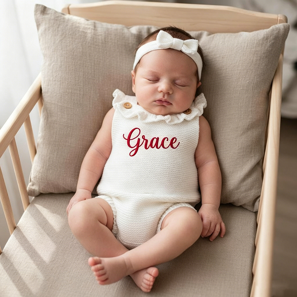 Personalized Embroidered Newborn Coming Home Baby Romper | CWBaby506