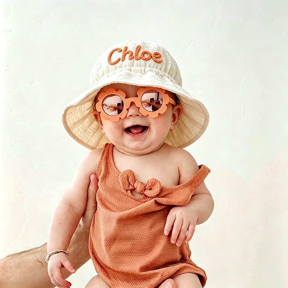 Personalized Hand Embroidered Baby Summer Bucket Hat | CWBeach261