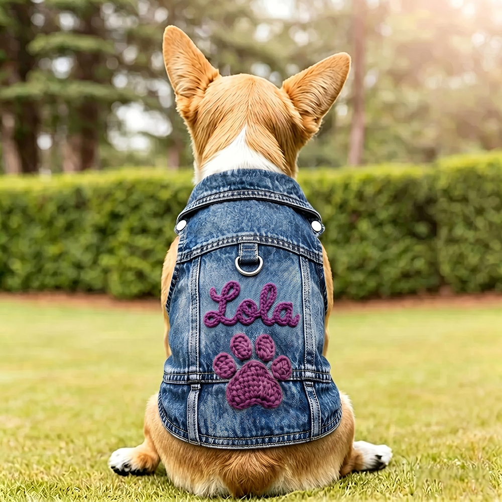 Personalized Hand Embroidered Pet Denim Jacket | BKPet542