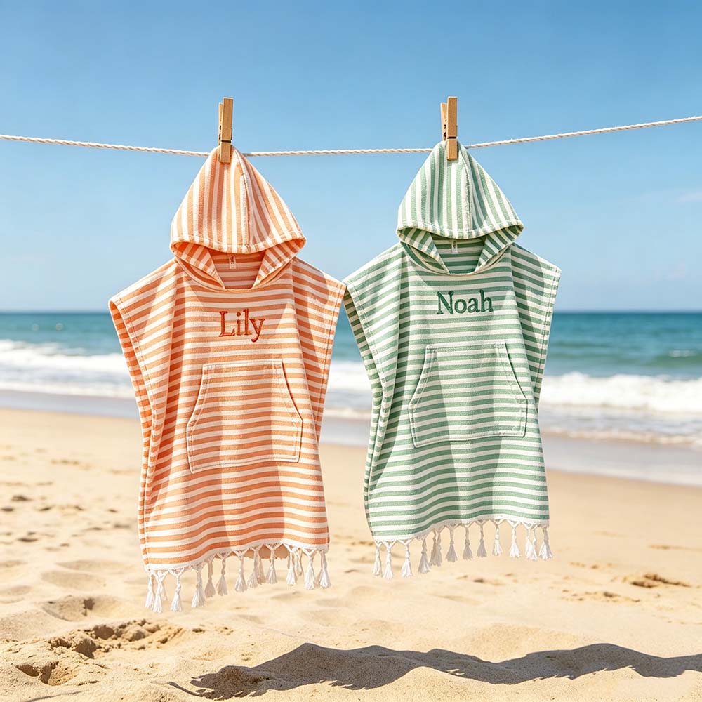 Personalized Embroidered Kids Turkish Beach Poncho | CWBeach262