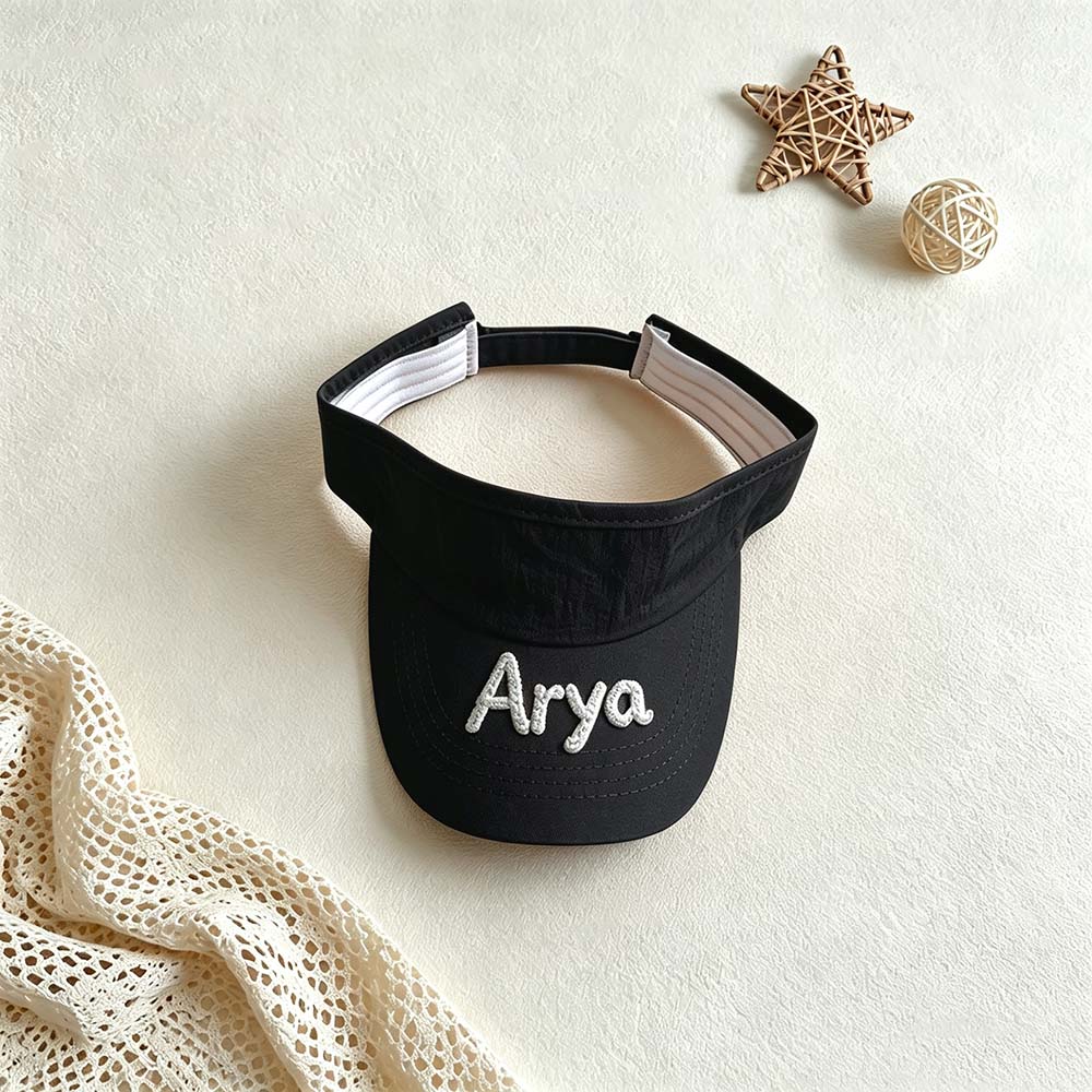 Personalized Hand Embroidery Kids Open-Top Summer Hat | CWBeach260