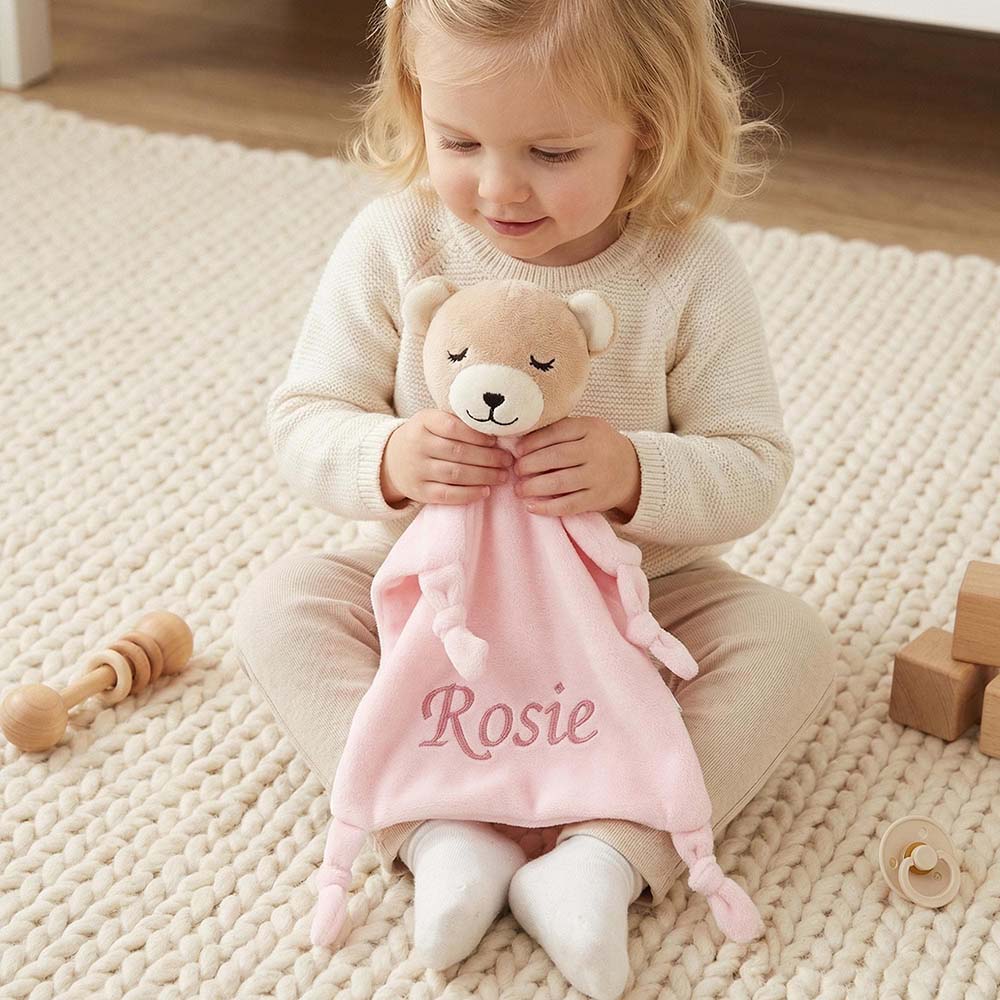Personalized Embroidered Cute Animal Baby Security Blanket | CWToy199