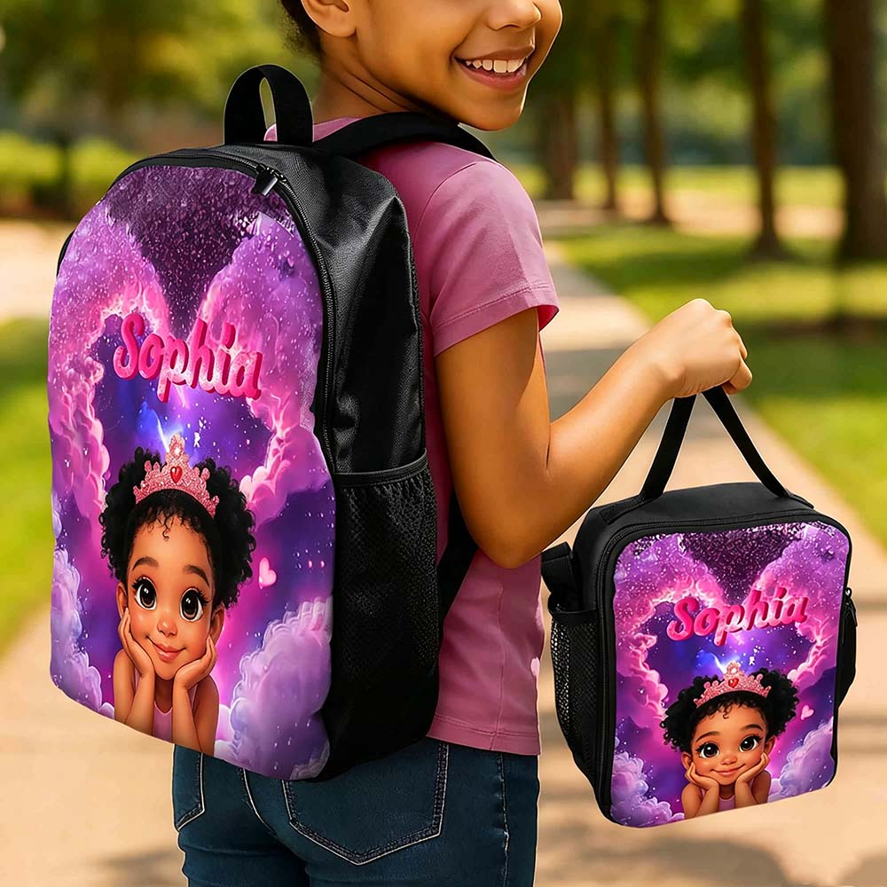 Personalized Cartoon Girl Backpack Set | CWPack386