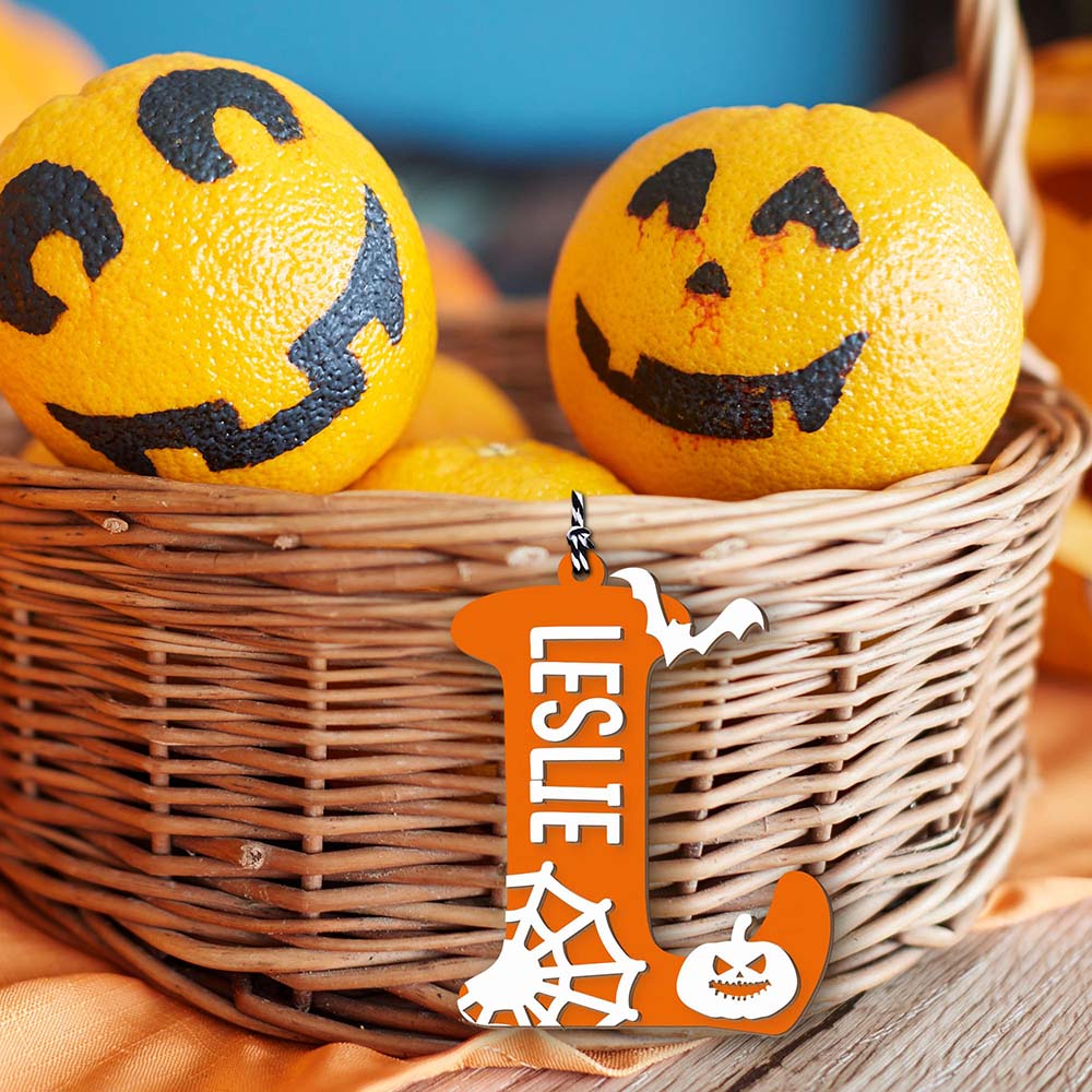 Personalized Halloween Retro Initial Name Tag | CWHalloween79