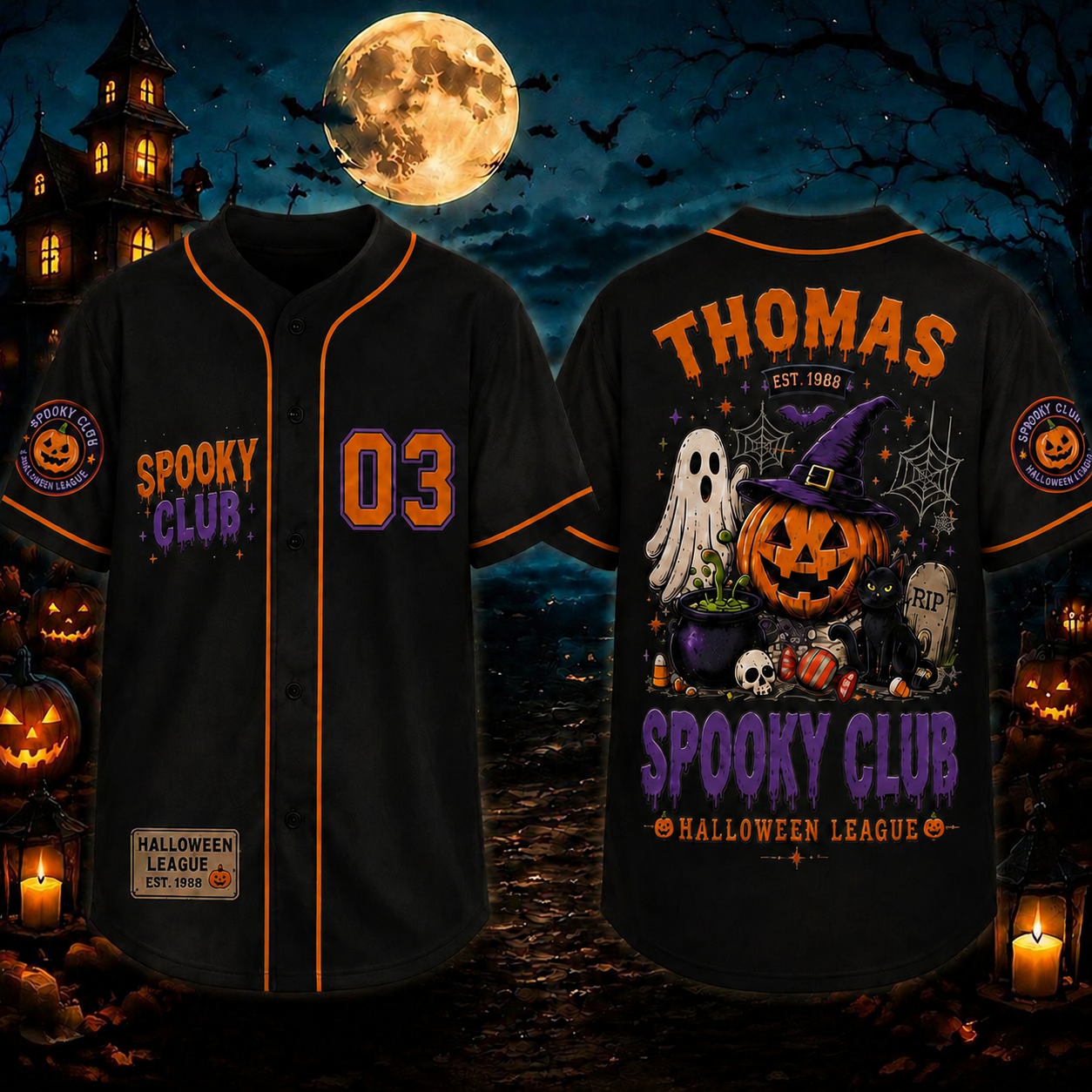 Personalized Halloween Button Up Baseball Jersey For Kid & Adult | CWHalloween90