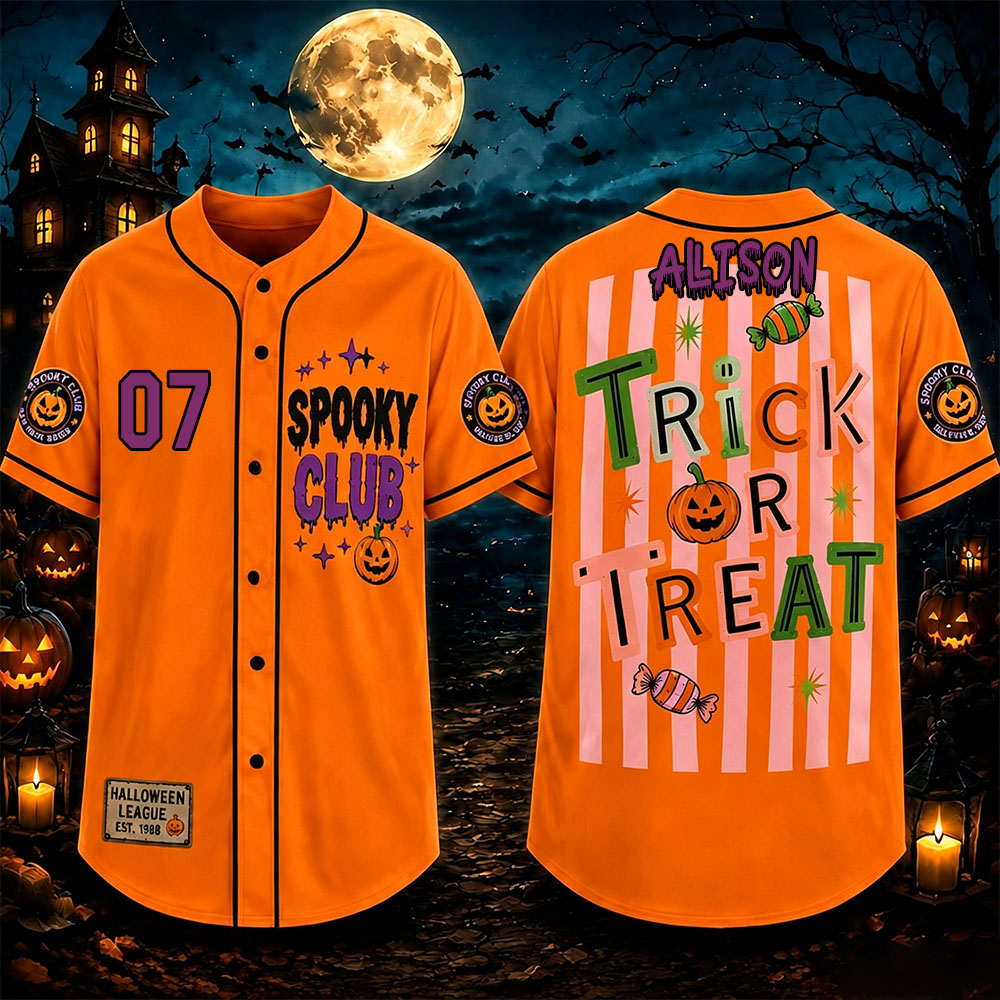 Personalized Halloween Button Up Baseball Jersey For Kid & Adult | CWHalloween94