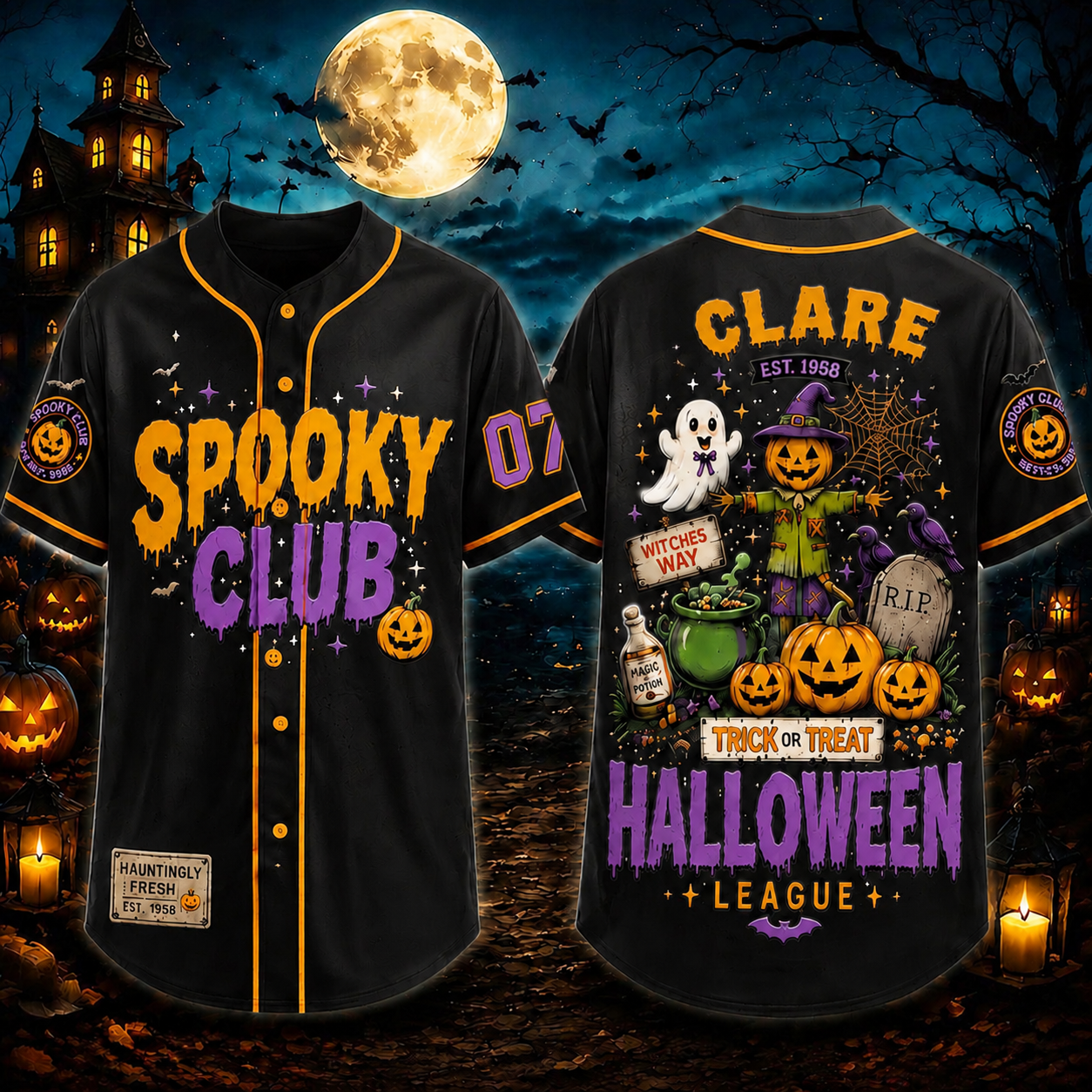 Personalized Halloween Button Up Baseball Jersey For Kid & Adult | CWHalloween92