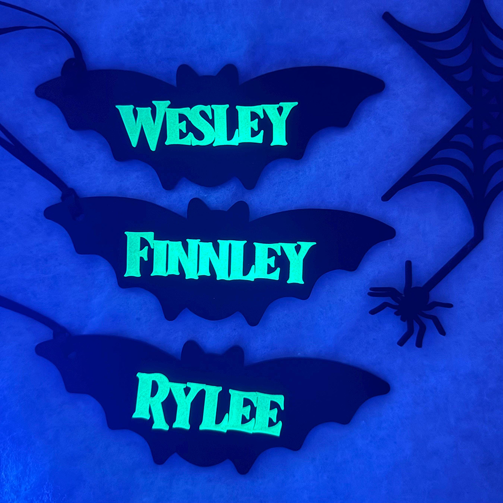 Personalized Halloween Glow in the Dark Bat Basket Decor | CWHalloween118