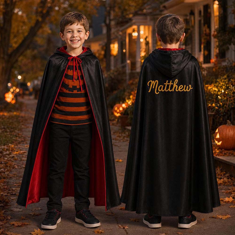 Personalized Hand Embroidered Halloween Kids Cape | CWHalloween120