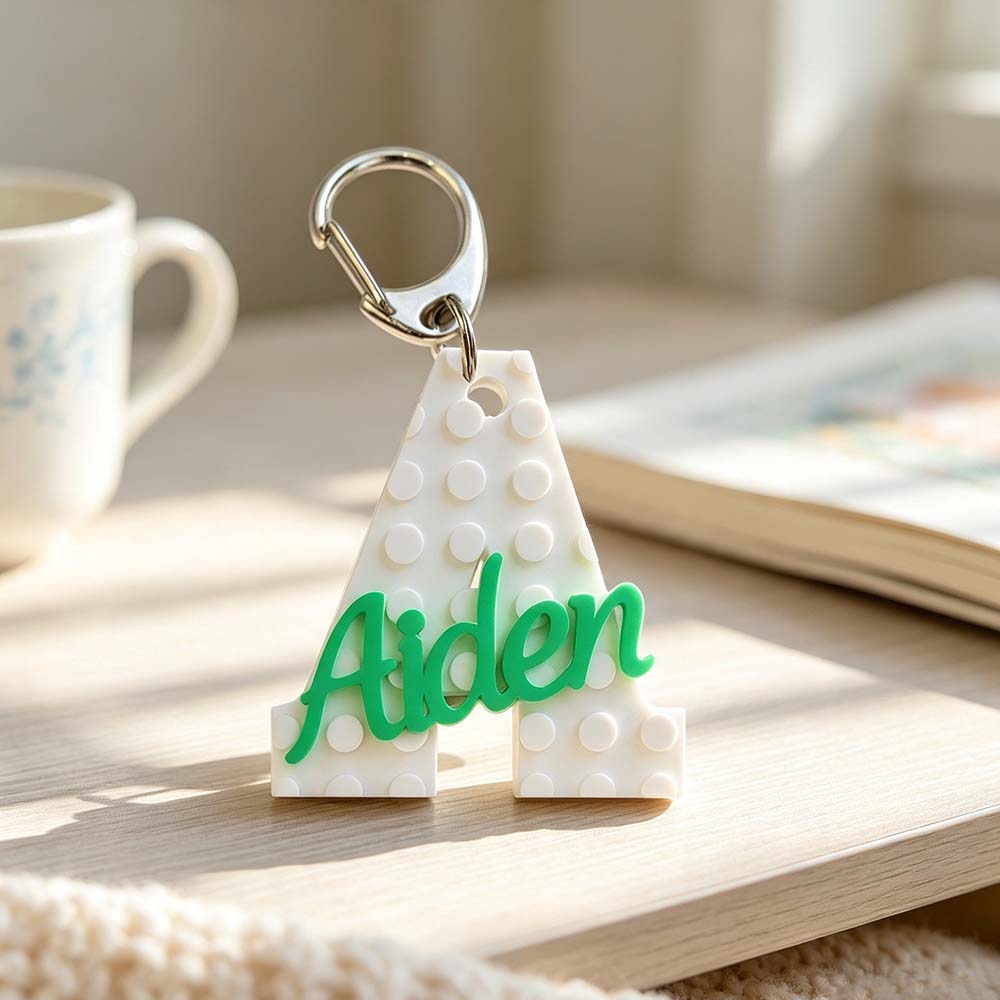 Personalized 3D Printed Brick Style Name Keychain | CWGift93